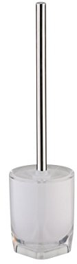 axentia Bürste Graz-Garnitur mit Toilettenbürste & Toilettenbürstenhalter-Design WC Bürstengarnitur Set stehend ohne Bohren mit Griff aus Edelstahl, Plastik, Weiß/Silber, 10 x 10 x 38 cm
