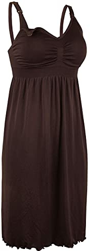 iLoveSIA Women’s Seamless Maternity Nursing Dress Breastfeeding Nightdress Build in Bra Nightgown Coffee Size 2XL