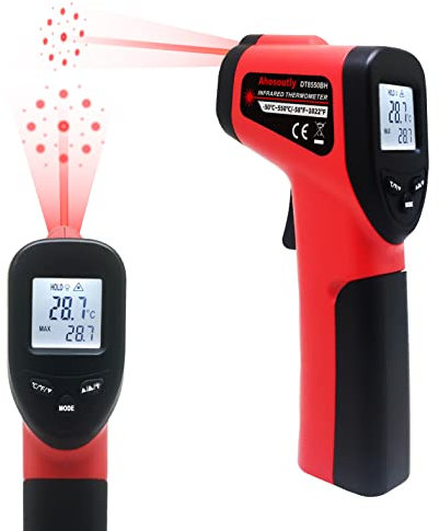 LCD Laser Digital Infrared Thermometer -58℉~1022℉ (-50℃~550℃) Lasergrip Instant-Read Non-Contact Temperature Gun with Adjustable Emissivity & MAX Display (Yellow, DT8550JCT)