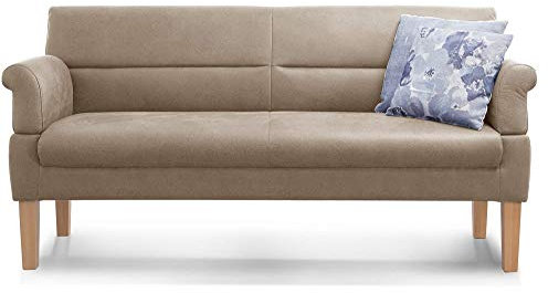 Cavadore 3-Sitzer Sofa Kira mit Federkern / Sitzbank für Küche, Esszimmer / Inkl. Armteilfunktion / 189 x 94 x 81 / Lederoptik beige