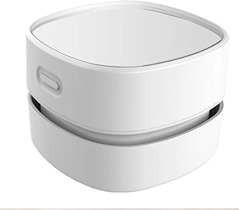 ODISTAR Desktop Vacuum cleaner,Mini table dust sweeper Energy Saving with auto power-off function,Cordless&360º Rotatable Design for Keyboard/Home/Office (white charging)