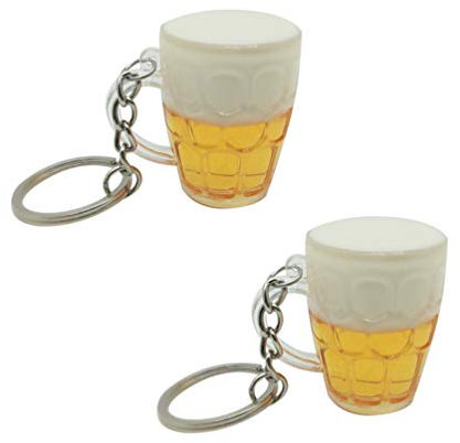 Beer Mug Keychain Beer Cup Keyring Key Holder Purse Handbag Hanging Pendant for Christmas Birthday 2pcs
