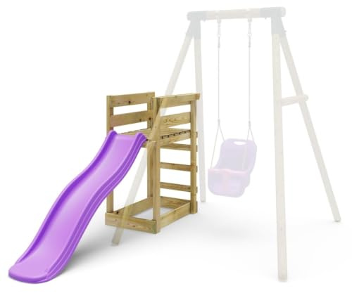 Rebo Add-On Wooden Platform and 6ft Slide For Rebo Wooden Swing Sets (SLIDE PURPLE)