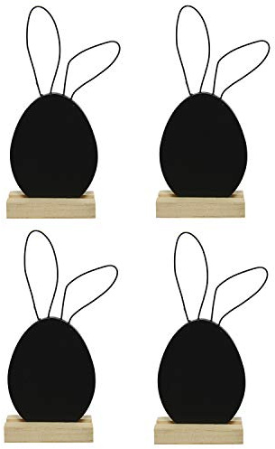 Batania 4 x Tafel-Aufsteller Hase mit 2 Stück Kreide | 7 x 16 cm | Osterhase Kreidetafel Osterdeko Ostern Dekoration Hasenohren Osterei