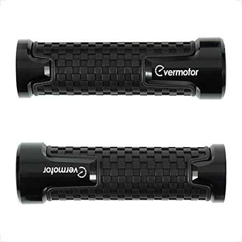 Evermotor Handgriffe Universal Motorrad Lenkergriffe Griffe-22 mm (7/8) 24mm (1) Hochwertige Anti-Rutsch Motorradgriffe für Roller Mopeds Quad ATV hochwertige Gummi Griffe aus CNC Aluminium Schwarz