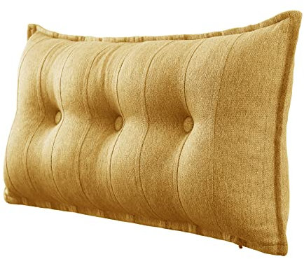 VERCART Couchkissen Groß Dekokissen Kopfteil Gepolstert Kissen Rückenlehnen Sofakissen Lesekissen Perfekt als Unterstützend Rückenkissen Bett Lendenkissen Wandkissen Abnehmbarem Leinen Gelb 100cm