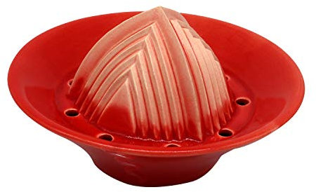 ANCKERAMIC® Zitronenpresse porzellan, handgemachte Saftpresse manuell, Entsafter für Zitronen, Limetten & Orangen (Rot)