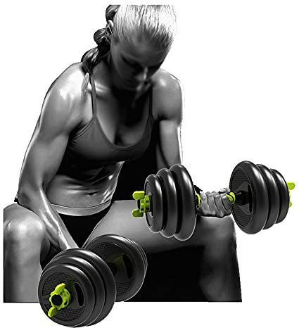 GEREP Hantel Set 2er Kurzhantelset, 2 in 1 Kurzhanteln Langhantel mit Verbindungsrohr, Professionell Dumbbell Gewichten für Krafttraining/Schwarz / 2×5kg
