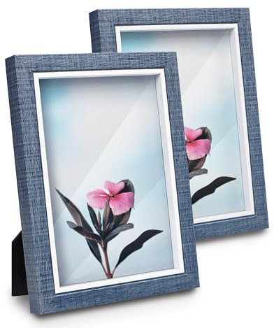 Shampsen 13x18 Bilderrahmen Blau Bilderrahmen mit High Definition Glas für Wandmontage & Tischdisplay