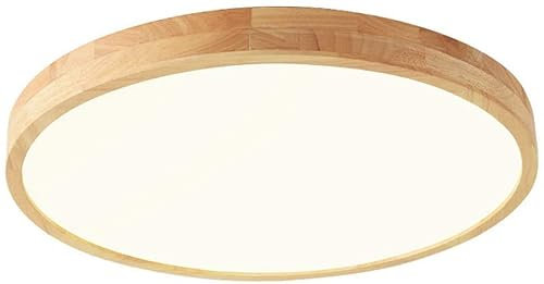 BININBOX Deckenleuchte Holz Lampe Rund Holzlampe Eiche Deckenlampe Schlafzimmer Vintage Leuchte Decke Licht Retro Mit Led Rustikal Zimmerlampe Küchenleuchte (Durchmesser30cm 20W, warmes Licht)