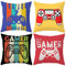 4 Stück Gaming Kissenbezug, Spielen Spieler Kissenbezug, Videospiel Kissenbezüge, für Dekoration von Videospielen Mottopartys, Sofas, Halloween, Weihnachten (45x45, 4 Stile)