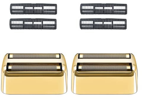 2er-Pack Ersatzfolie und -schneider, kompatibel mit BaBylissPRO Doppelfolienrasierer, Ersatzfolie für BaBylissPRO Barberology FXFS2 Rasierer, Golden