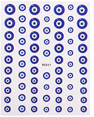 Self-adhesive Design for Nail Salons Easy to Apply Lucky Blue Colorful Evil Eye Nail Sticker Eye Evil Nail Art Sticker 3D Nail Decals(WG841)