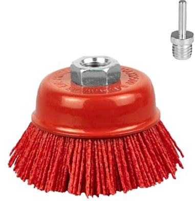 SALI 7,6 cm Schleiffilament-Nylonborsten-Topfbürste Nylon feinkörnig Ø 75mm M14-Gewinde Bürste für Bohrmaschine, Drahtbürste mit Feinkörnigem Nylondraht, Nylonbürste für Schleif-, Abtragearbeiten