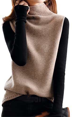 Alloaone Pull en laine à col roulé pour femme - Gilet tricoté pour printemps et automne
