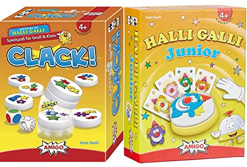 Amigo 02765 - Clack!, 17,1 x 12,8 x 5,6cm & 7790 - Halli Galli Junior, Kartenspiel
