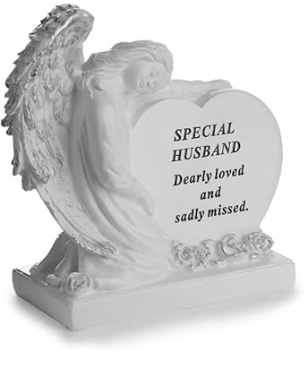 David Fischhoff Sentiment Angel Heart Graveside Remembrance Plaque Ornament - Husband