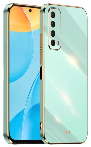 EASSGU Galvanisierter Rahmen Handyhülle für Huawei P Smart 2021 (6.67 Inches), Weiche TPU Silikon Schutzhülle - Grün