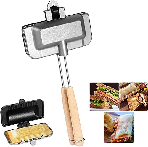 Kopinma Double Sided Sandwich Toaster, Hot Dog Toaster, Sandwich Baking Tray, Non-Stick Stovetop Cheese Maker Flip Pan for Breakfast Pancakes, Frittatas,Toast, Camping Frying Pan