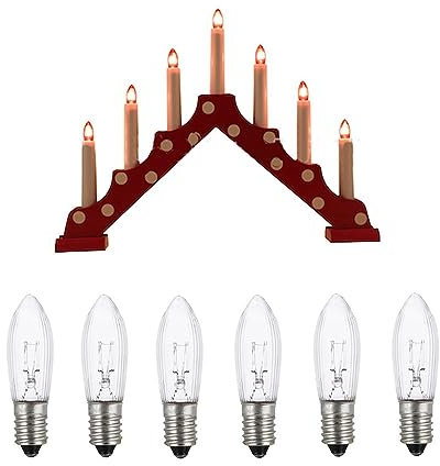 ShuoHui 6X Riffelkerze für Schwippbögen mit Lampen, 8V/12V/14V/23V/34V / 3W, mit E10 Schraubgewinde (48 Volt)