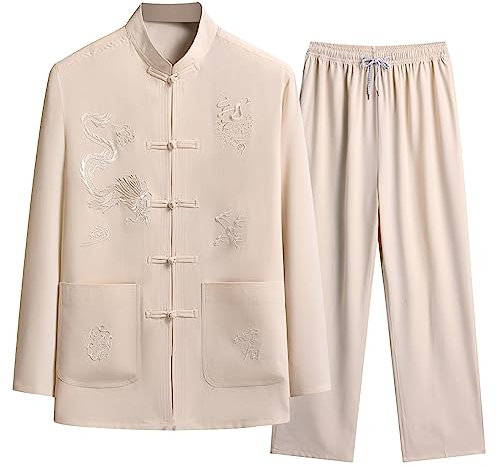 Kung Fu Uniform Set - Chinesische Klassische Kampfkunst Tai Chi Wushu Wing Chun Bruce Lee Dreiteilig Kostüm Herren Damen Kleidung Baumwolle Tang Anzug