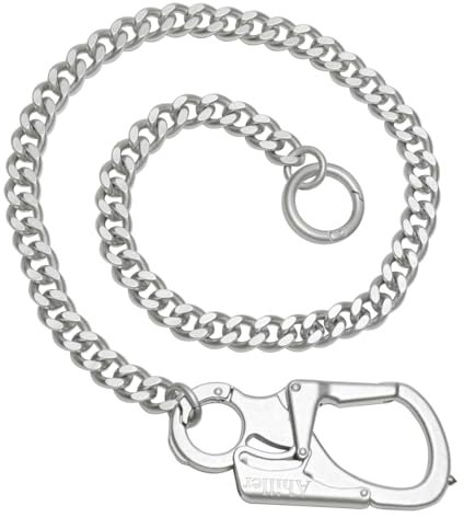 Ahiller Geldbörsenkette mit Verschluss [Doppelschloss-Design mit Wolframstahl-Kegelkopf], Heavy Duty Biker-Kette, Herren-Geldbörsenkette, Jeanskette und Schlüsselkette (YK-Silber,1)