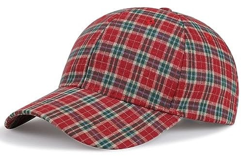 Basecap Herren Rot Karierte Damenhüte, Wilde Herrenkappen, Outdoor-Sport, Straßenmode, Hip-Hop-Trucker-Hut, Stil 2, 56–60 cm