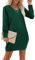 Amoretu Damenkleid mit V-Ausschnitt, kurz/langärmelig, lässig, locker, Minikleid mit Taschen, Z: Dunkelgrün, Groß
