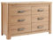 Home Source Chest of Drawers Clothing Storage Cabinet, Oak Effect, 6 Drawer