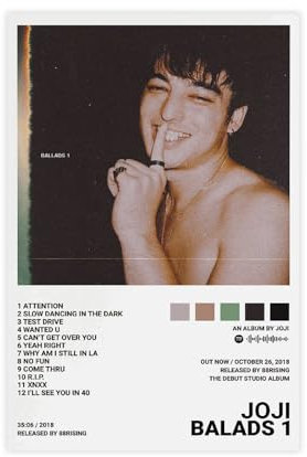 AmAzwi Joji Poster, Ballads, 1 Albumcover-Poster, Leinwand-Poster, Schlafzimmer-Dekor, Sportlandschaft, Büro, Raumdekoration, Geschenk, Unrahmen: 20 x 30 cm