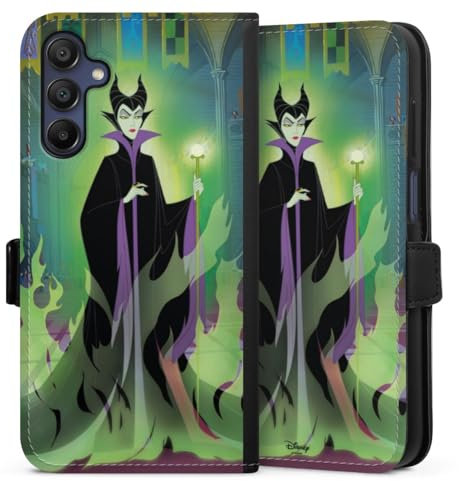 Klapphülle kompatibel mit Samsung Galaxy A15 Handyhülle aus Kunst Leder schwarz Flip Case Maleficent Dornröschen Disney