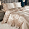Herside Satin Duvet Cover Set Double Khaki Ruffle Bedding Silk like Satin Ruffled Fringed Boho Silky Bedding Sets 1 Double Duvet Cover 2 Pillowcases (Khaki, UK Double)