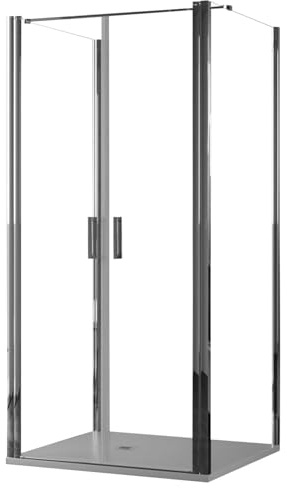 Box Doccia 3 Lati 80x100x80 cm 2 Ante Saloon in Cristallo Trasparente 6mm H195 Bonussi Marty