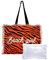 SEAMAR Borsa Mare Grande New Zebra con Zip 100% Cotone Canvas 48x38x16cm Borsa Spiaggia con Frange (Arancione)
