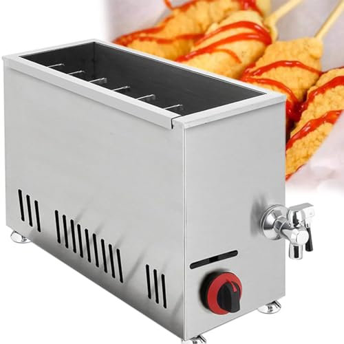 Hot Dog Sticks Fritteusenmaschine LPG Gas Fritteuse kommerzielle Käsefritteuse – 21 l große Kapazität Snack Mais Hund Fritteuse für Restaurant