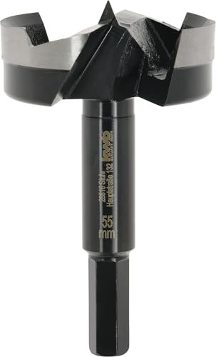 kwb Forstnerbohrer, Ø 55 mm, Topfbohrer (für Holz, geschmiedeter Bohrkopf, Spezialanschliff, schnelle, ausrissfreie Bohrlöcher, 4-seitig geschliffene Zentrierspitze, für Akkuschrauber & Bohrmaschinen)