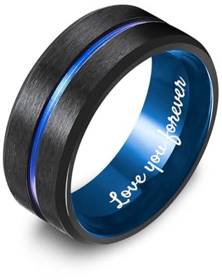 MunkiMix Personalisierte Verlobungsring Paar Eheringe-Set Verlobungsringe Partner Ringe für Sie und Ihn Partnerringe Edelstahl 6/8 mm Breite Passende Verlobungsringe für Paare (Style A2)