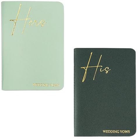 Czzmy 2 Stück Gelübdebücher für Hochzeitsgelübde,Heft für Sie und Ihn, Hochzeitsgeschenk, Goldfolie, 12 Seiten(2-Grün)