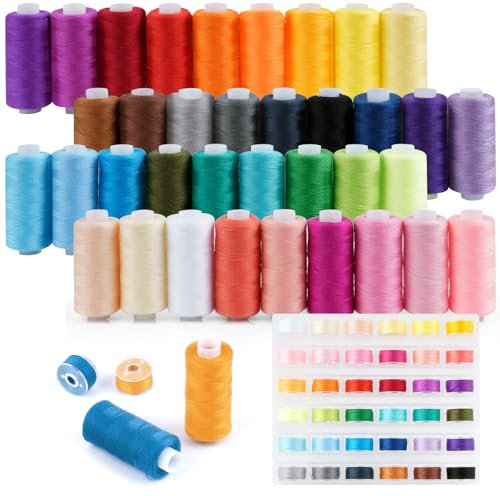 YSWOVUO Filo per Macchina da Cucire, 36 Colori 400 yard Filo per Cucire e 36 Bobine Poliestere Filo per Macchina da Cucire, Set Cucito Filo Per Cucire