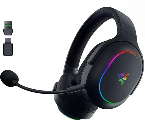 Razer Barracuda X Chroma 2.4GHz Wireless Bluetooth Gaming Headset, Lightweight Chroma RGB Headset, 40mm Drivers, Cardioid Microphone, 70 Hour Battery for PC, Mac,