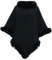 JFAN Damen Poncho Strick Cape Winter Warm Pullover Umhängetuch Elegante Strickponcho mit Kunstpelz Rundhal Schwarz