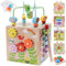 Motorikwürfel ab 1 Jahr | Motorikspielzeug ab 1 Jahr | Aktivitätswürfel Steckspiel Holz ab 12 18 Monate Baby | Geschenk Mädchen Jungen | Kinder Montessori Holzspielzeug ab 1 2 3 Jahr (Blau)