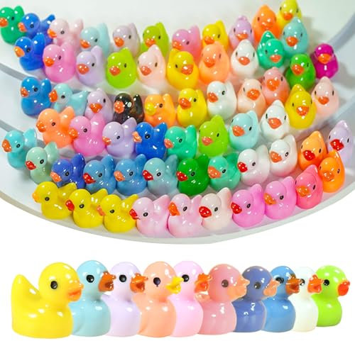 ZHTLTHZ 100 Stück Mini Enten, Harz 10 Farben Kleine Enten Mini Enten Figuren Mini Harz Enten Zum Basteln Benutzt für Aquarium Garten DIY Potting Dekorationen Mikrolandschaft Topfpflanzen