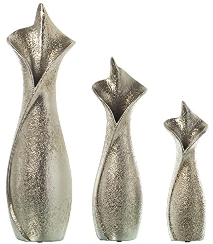 SET 3 JARRONES CERÁMICA PLATA_14X11X48+12X9X38+9X8X28CM