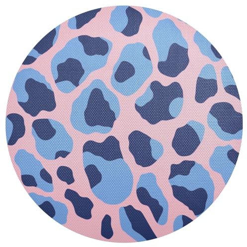 Light Peach Blue Leopard Print placemats Round Washable Quilted Reversible placemats Washable Place mats for Dinner Table platemates for Table placemats Waterproof Set of 6 placemats for