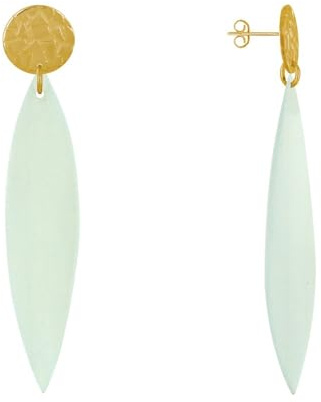LES POULETTES BIJOUX - Pendientes Clavos de Metal Dorado y Pétalo Largo de Madera