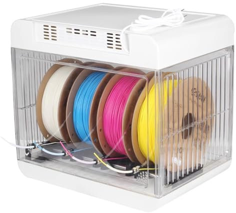 Vituord Secador De Filamentos para Impresora 3D, Deshidratador De Filamentos De 4 Carretes, Caja De Almacenamiento Sellada De Filamentos, con Calentador De 45 ℃, Función De Sincronización