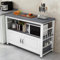 Soporte industrial para microondas con encimera grande, estante para horno, armario de almacenamiento y mesa de café, incluye 3 ganchos, diseño duradero para la organización de la cocina
