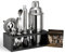 VEVOR Juego de Coctelera Acero Inoxidable con Soporte de Bambú, para Barman de Martini, Cuchara Mezcladora, Mortero, Medidor, Colador, Vertedor de Licor, Pinza para Hielo, Sacacorchos, Plata