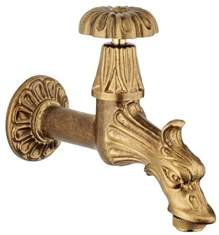 Rubinetto Da Giardino Artistico Bocca Di Leone Giallo | Design Decorativo Vintage | Alta Qualità E Resistenza | Perfetto Per Esterni